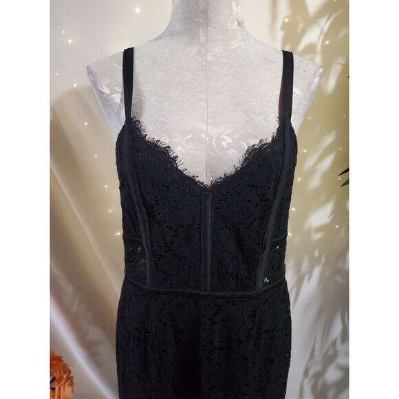 Express Lace Sheer Waist Cutout Bodycon Dress Size 10 Whimsigoth Coquette Black - Picture 5 of 13